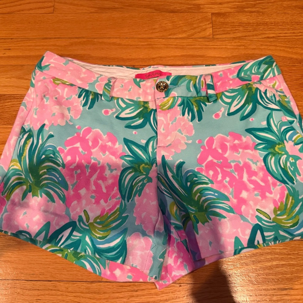 Lilly Pulitzer Pink and Green Floral Women's Shorts